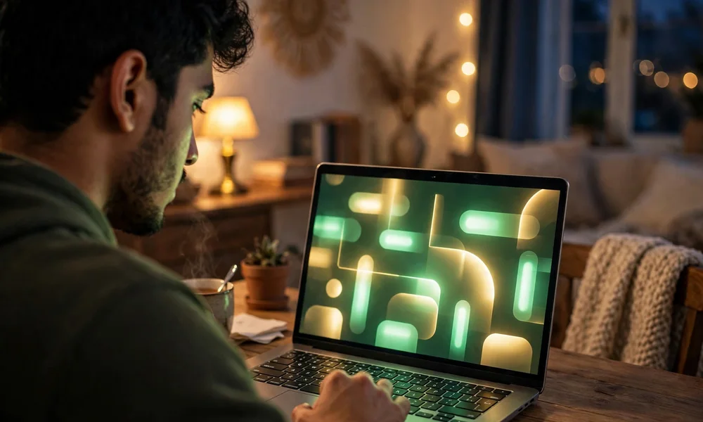 Man using a laptop to bid in the Punjab fancy number e-auction